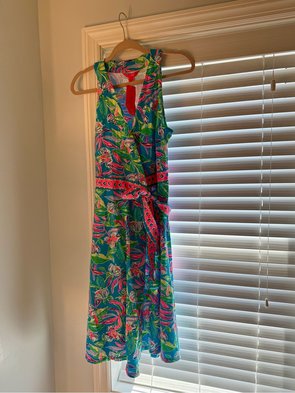 Lilly Pulitzer NWT Clancie floral knee length Wrap Dress, Formentera Turquoise